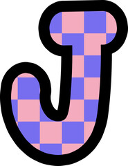 aesthetics cute puffy checkers letter hand draw alphabet