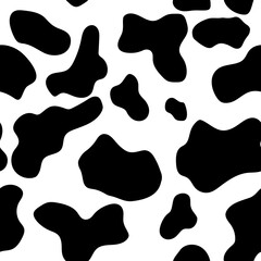 Seamless pattern of cow fur skin. Monochrome Vector illustration