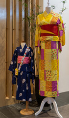 Traditional kimono on the mannequins