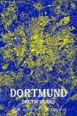 Dunkelblaue minimalistische Dortmund Stadtkarte