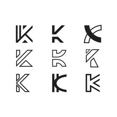 K word monogram logo set with white background