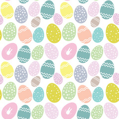 Seamless pattern of colorful trendy Easter eggs. Vector illustration