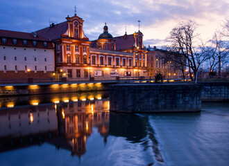 View of the evening museum, Wroclaw.