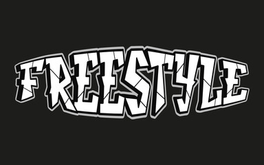 Freestyle word trippy psychedelic graffiti style letters.Vector hand drawn doodle cartoon logo Freestyle illustration. Funny cool trippy letters, fashion, graffiti style print t-shirt, poster concept