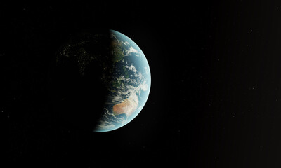 High Resolution 3D Render of Planet Earth with Realistic Detail city lights over India