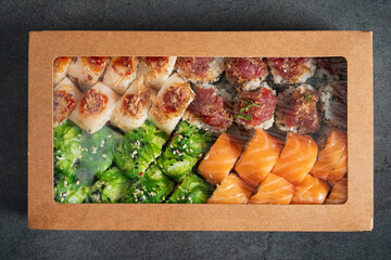 tasty sushi in the box