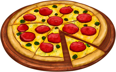 pepperoni pizza illustration transparent background