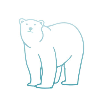 Polar Bear vector illustration blue gradient with white background