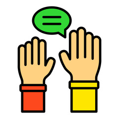 Raise Hand Filled Line Icon