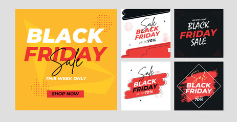 Black friday urban modern fashion instagram stories and social media feed post banner bundle