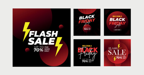 Flash Sale discount web banner design set 