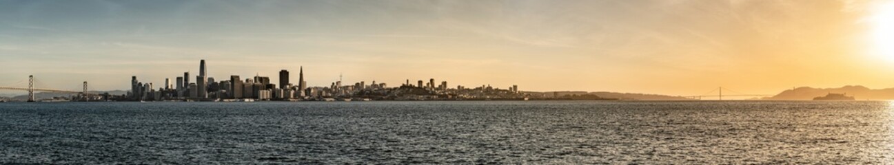 San Francisco Skyline with Alcatraz and Golden Gate Bridge