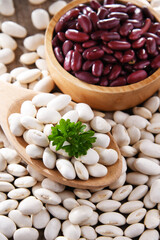 Composition with dried beans on the table