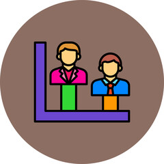 Bar Chart Multicolor Circle Filled Line Icon