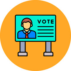 Billboard Multicolor Circle Filled Line Icon