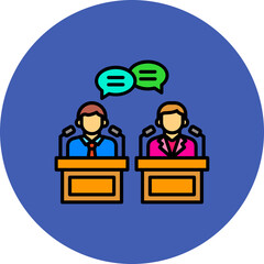 Debate Multicolor Circle Filled Line Icon