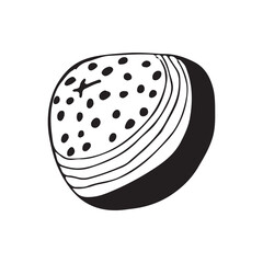 Round orange. Citrus doodle isolated on deed background. Abstract image of juicy fruit. Vector illustration