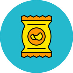 Snacks Multicolor Circle Filled Line Icon
