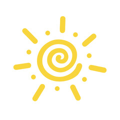 Sun, spiral shape. Vector Illustration for printing, backgrounds, covers and packaging. Image can be used for greeting cards, posters, stickers and textile. Isolated on white background.
