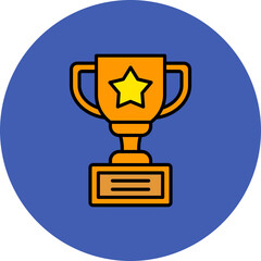 Award Multicolor Circle Filled Line Icon