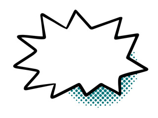 Hand drawn speech bubble on a retro dotted background. Illustration on transparent background