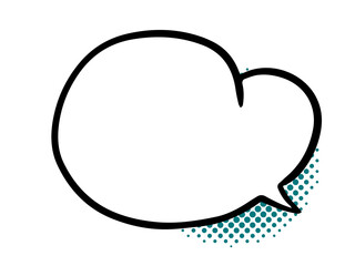 Hand drawn speech bubble on a retro dotted background. Illustration on transparent background
