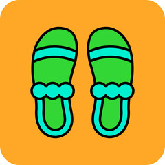 Slippers Multicolor Round Corner Filled Line Icon