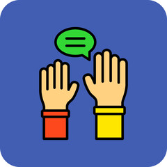 Raise Hand Multicolor Round Corner Filled Line Icon