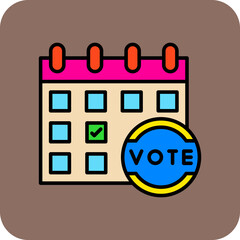 Schedule Multicolor Round Corner Filled Line Icon