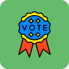 Ribbon Multicolor Round Corner Filled Line Icon