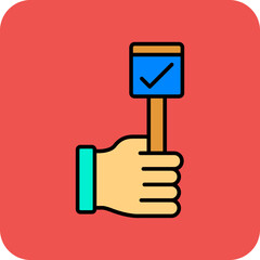 Vote Yes Multicolor Round Corner Filled Line Icon