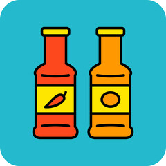 Sauce Bottle Multicolor Round Corner Filled Line Icon