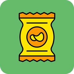 Snacks Multicolor Round Corner Filled Line Icon
