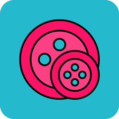 Button Multicolor Round Corner Filled Line Icon