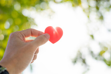 handman holding paper heart shape, love valentine concept