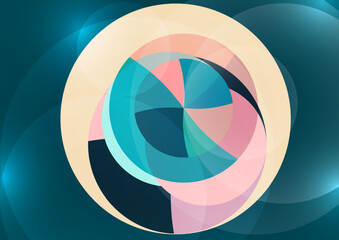 Obraz premium Colorful abstract circles, parts of a circle. Overlay circles. Fashion cover for poster, cover, banner, flyer, brochure. Vector