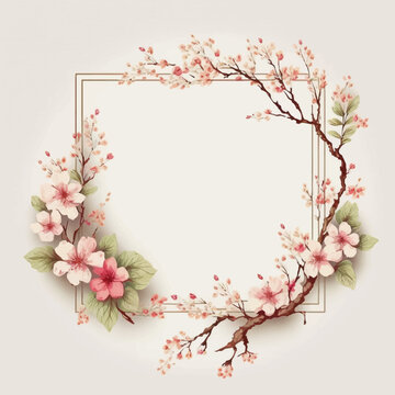 Collection of сherry blossom flowers and branches in vector watercolor style. Women's day on March 8