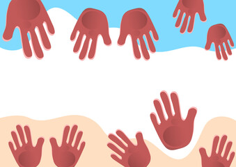 Fototapeta premium Abstract background, prints of children's palms. Vector
