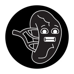 Human organ spleen color line icon. Mascot of emotions.