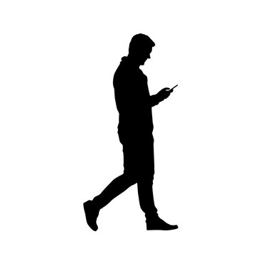 recommend clip art: Silhouette of a man using a cell phone