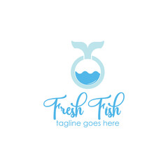 Fresh Fish Logo Design Template with fish icon and fresh. Perfect for business, company, restaurant, mobile, app, etc