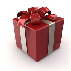 Obraz premium red gift box with ribbon, generative ai, mockup template