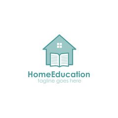 Home Education Logo Design Template with home icon and a book. Perfect for business, company, restaurant, mobile, app, etc