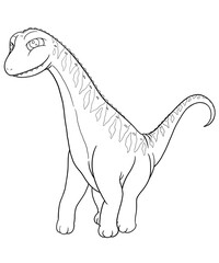 Argentinosaurus in a Doodle For Children's Coloring Books Dinosaurs are Shown as Cartoon Characters