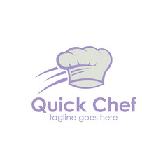 Quick Chef Logo Design Template with hat chef and fast. Perfect for business, company, restaurant, mobile, app, etc