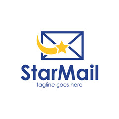 Fototapeta premium Star Mail Logo Design Template with mail icon with a star. Perfect for business, company, restaurant, mobile, app, etc
