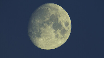 Photograph of Moon in the waxing gibbous lunar phase.