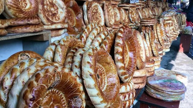 Traditional Bazar Middle Asia, Kyrgyzstan Traditional Bread