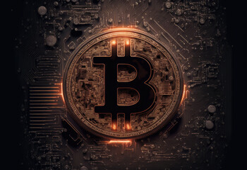 Bitcoin background theme created with Generative AI technology
