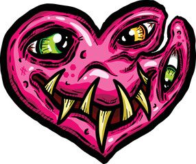 Zombie Love Heart Halloween Valentines Day Illustrations